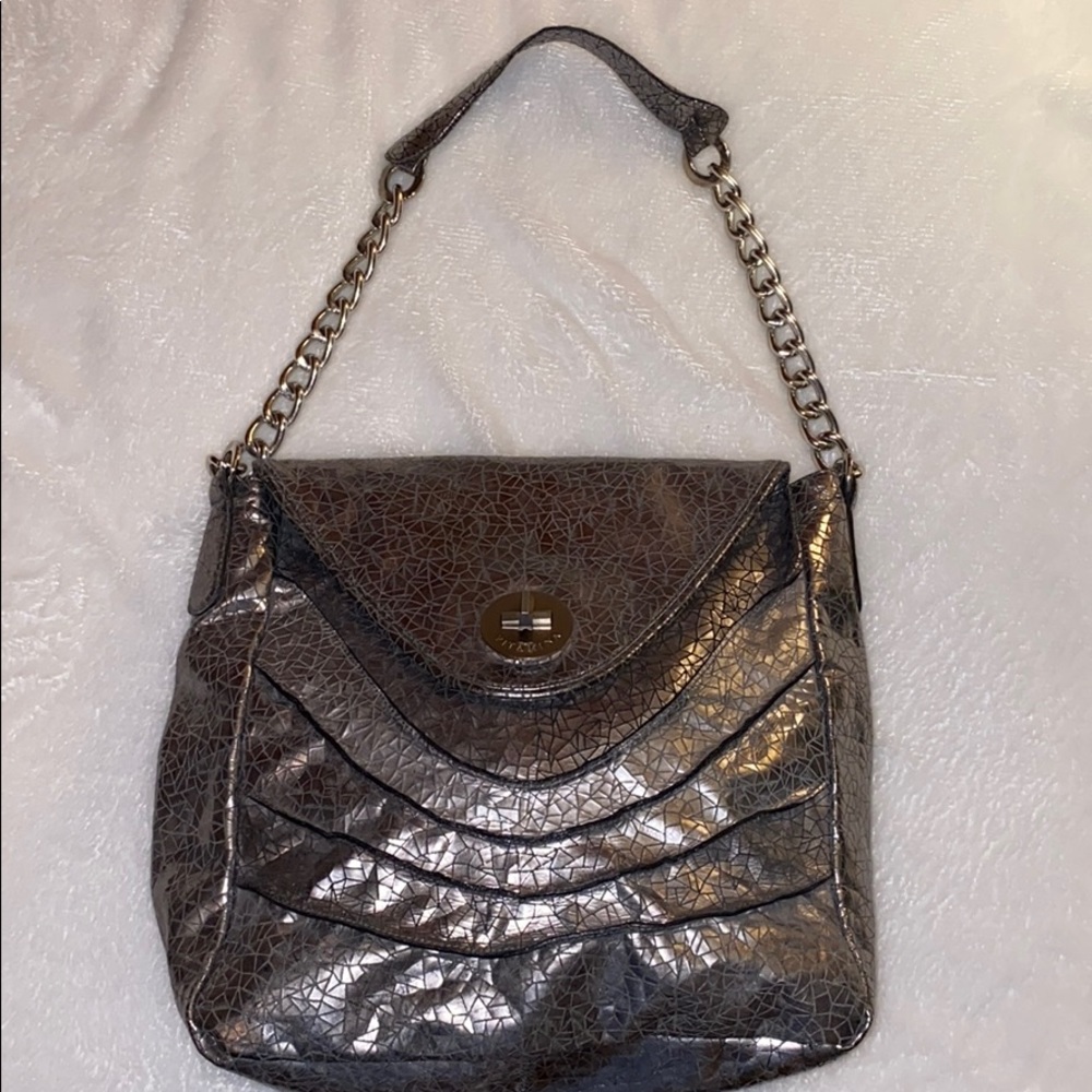 Vitamina Metallic Leather Hobo Handbag
